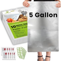 10Pcs 5 Gallon Mylar Food Storage Bags - 10 Mil Thick With Oxygen Absorb... - £36.79 GBP