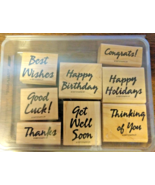 Stampin Up Bold And Basic Greetings 8 Piece Mounted Rubber Stamp Set fro... - $9.46 CAD