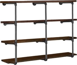 Hitomen Industrial Iron Pipe Shelves, 3 Set 4-Tier, 42&quot; Tall, 12&quot; Depth, Diy - £79.52 GBP