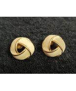 Ladies Pierced Earrings Cream Color &quot;Gold Tone&quot; Pretty Dressy Classy Enamel - £1,187.90 GBP