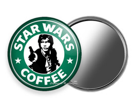 Star Wars Han Solo Starbucks Coffe Funny Purse Makeup Handheld Mirror Gift Idea - £12.42 GBP+