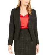 MSRP $139 Calvin Klein Petite Metallic Boucle Blazer Black Size 4 P - $41.33