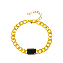 Black Crystal &amp; 18K Gold-Plated Curb Chain Bracelet - £11.00 GBP