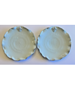 Abigails Italy Glazed Pottery Fleur De Lis 2 Dinner Plates 10” Pale Green - £19.87 GBP