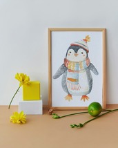 Digital File Cute Penguin Watercolor Nursery Wall Art Instant Download K... - $1.50