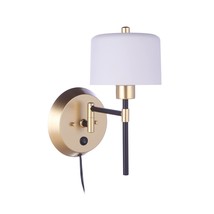 Wentworth 1 Light Portable Swing Arm Sconce, Flat Black/Sunset Gold, - £145.17 GBP