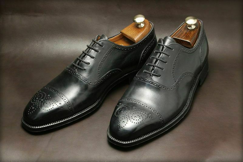 Handmade Men's Oxford Black Brogue Wingtip Toe Cap Formal Dress Classic Shoes 20