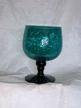 Crackle Glass Aqua Green Large Compote - $69.00
