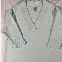 Womens sweater Large mint green v-neck Chicos V neck - $5.94
