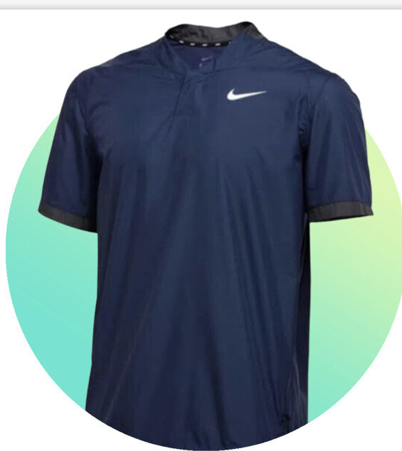 Nike Small Men&#39;s Windshirt Short Sleeve Tagless Shirt BQ3237 Blue - $42.56
