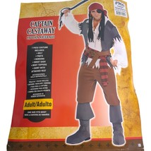Captain Castaway Pirate Halloween Costume 7 Piece Adult One Size - £14.85 GBP