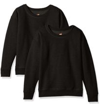 Hanes Big Boys&#39; Solid Fleece Crew (Pack of 2) BLACK XS - Fast Free Shipping! NWT - £11.18 GBP
