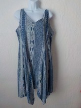 Cato Women 16 Blue Sheath Dress with Asymmetric Hem Sleeveless Cotton Rayon Zip - £11.60 GBP