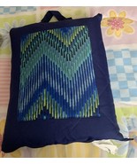 Mainstays Quilted Lawn Blanket With Carrying Case Blue Geometric Design ... - $8.99