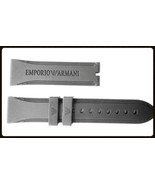 22 mm jenuine rubber EMPORIO ARMANI black watch band strap+ deployment c... - $29.99