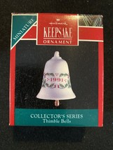 1991 Hallmark 2ND In Series Thimble Bells Christmas Mini ORNAMENT- New Old Stock - £3.05 GBP