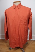 Vtg Pierre Cardin 16 34/35 Orange Long Sleeve Cotton Poly Button-Up Shirt - $20.90