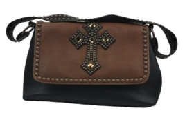 Blazin Roxx Faux Leather Large Rhinestone Cross Handbag Over Shoulder Purse - £33.19 GBP