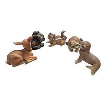 Lot Of 5 Porcelain RSL Mexico RJ Brown Animal Figurines Deer Raccoon Chi... - $32.71