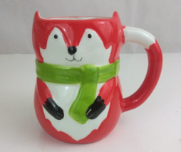 Red Fox Wearing Scarf 5&quot; Figural Coffee Cup - $14.54