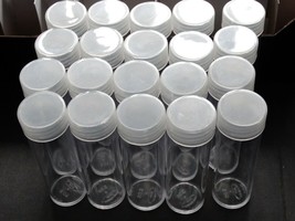 Lot of 20 BCW Nickel Round Clear Plastic Coin Storage Tubes w/ Screw On ... - £13.30 GBP