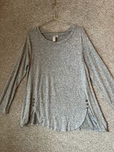 Misia Woman’s Heather Texture Gray Long Sleeve Blouse Top Size XL - $20.99