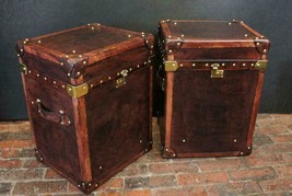 Antique English Handmade Side Table Campaign Chests Trunks - £846.29 GBP