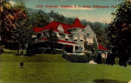 Vintage POSTCARD- Greystone, Residence Of A.P. Perley, Williamsport, Pa BK54 - £3.16 GBP