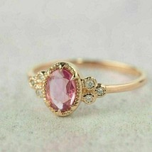14k Rose Gold Plated 2.00 CT Oval Cut Lab-Created Pink Sapphire Solitaire Ring - £48.99 GBP