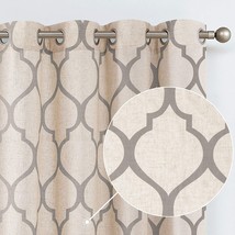 Jinchan Moroccan Tile Linen Textured Drapes Printed Curtain Panels Bedroom - £42.35 GBP