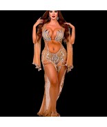 Made to order crystal belly dance costume,mesh sparkly crystals sheer ju... - $11,184.65 MXN