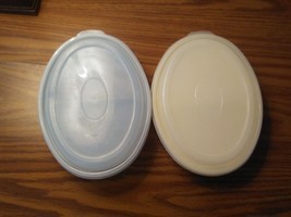 RUBBERMAID MICROWAVE SERVIN SAVER DIVIDED OVAL DISHES WITH LIDS - $23.74