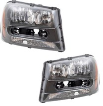 2pc For 02-09 Chevrolet Trailblazer Headlamp Headlight SET w/Full Width Grille - £112.49 GBP