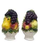 Vtg Lefton Ceramic Wall Plaques Set 2 Fruit Vases Japan MCM Pair 7&quot; Grap... - $23.63 CAD