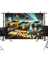 BlissYard Race Car Happy Birthday Banner 70x43&quot; Party Backdrop Decor - $273.74 MXN