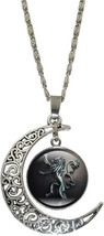 1 Lion Moon Crescent Glass Cabochon Pendant Necklace #1 - £10.35 GBP