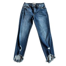 KanCan Skinny Mid-Rise Jeans Distressed Chewed Hem Cropped Size 28 Women&#39;s - $48.38