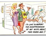 Comic Risque Man&#39;s Wife Disappeared Two Years Ago UNP Chrome Postcard Y16 - £3.84 GBP