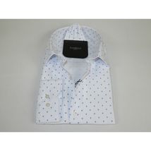Men Shirt Hankie CASILA Turkey Cotton Blend 501850-01 White Blue Dots image 3