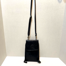 Vintage Italia Black Leather Crossbody Organizer Wallet 7.75 x 5 inches - $17.55