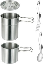 Camping Cups And Mugs Pot 2Pcs -304 Food Grade Stainless Steel - Outdoor - $682.91 MXN
