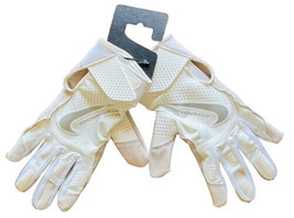 NEW Nike HyperDiamond Select Batting Gloves Softball White Silver Women's Size L - $39.59