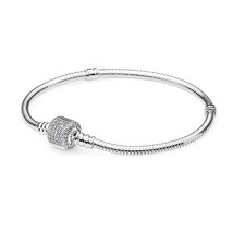 Genuine Pandora .925 Silver W/ Signature Clasp, Clear Cz Bracelet 7.5"   - £63.90 GBP