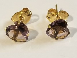2.40Ct Heart Cut Simulated 6mm Alexandrite Stud Earrings14k Yellow  Gold Plated - £83.35 GBP