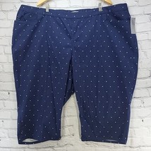 Catherines Bermuda Shorts Womens Plus 4X 4XWP Navy Flat Front Swiss Dots... - $24.74