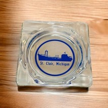 St Clair Michigan Logo 4 Slot Clear Glass Cigarette Ashtray Ship Emblem - £10.93 GBP