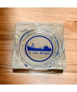 St Clair Michigan Logo 4 Slot Clear Glass Cigarette Ashtray Ship Emblem - $19.05 CAD