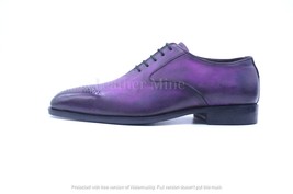  Purple Patina Oxfords Dress Shoes For Men, Genuine Leather Custom Shoes - £136.68 GBP