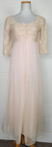 Vtg Lisette Al Sterling Light Pink Peignoir Nightgown Robe Lace Top Nylo... - $29.70