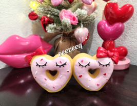 Valentines Day Donuts Hearts with Red Bow Figurine Tabletop Decor - $24.74